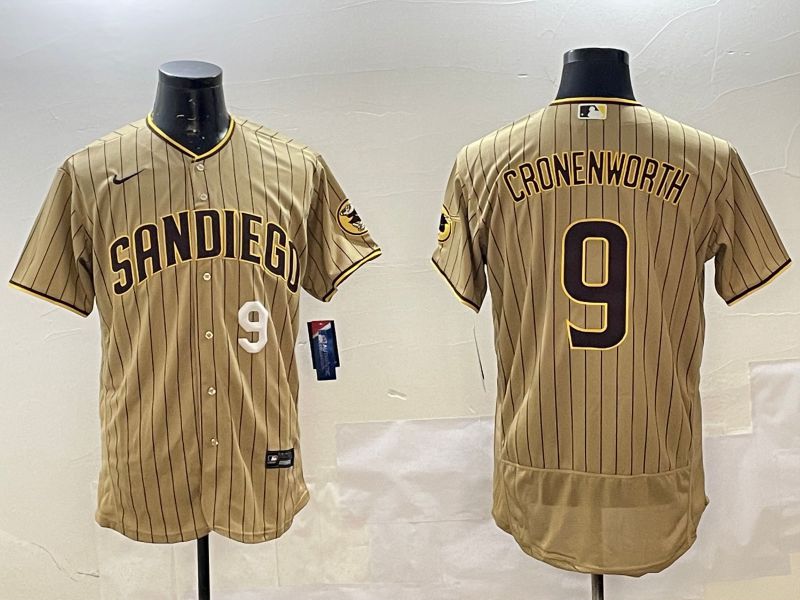 Men San Diego Padres #9 Cronenworth Brown Stripe Elite 2025 Nike MLB Jersey style 4->san diego padres->MLB Jersey